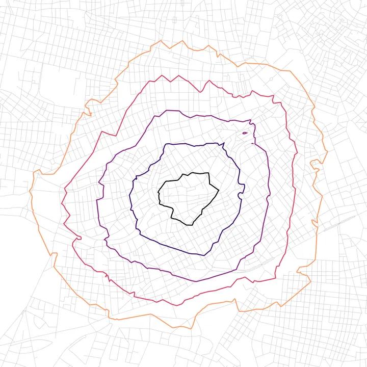 Screenshot of an Iso-area from Point result as contours