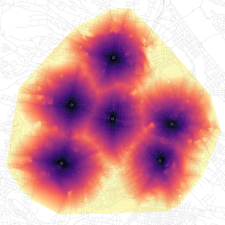 Screenshot of an Iso-area as cost surface (from Layer) result