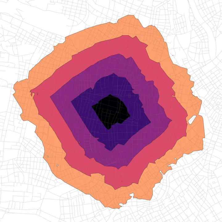 Screenshot of an Iso-area from Point result as polygons